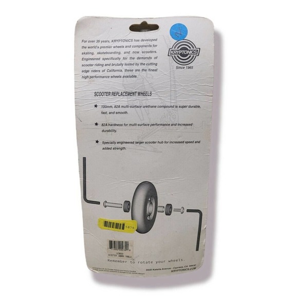 Kryptonics Blue Scooter Wheels 100mm 82A KRYPTO 100 Upgrade Replacement Set - Picture 2 of 2